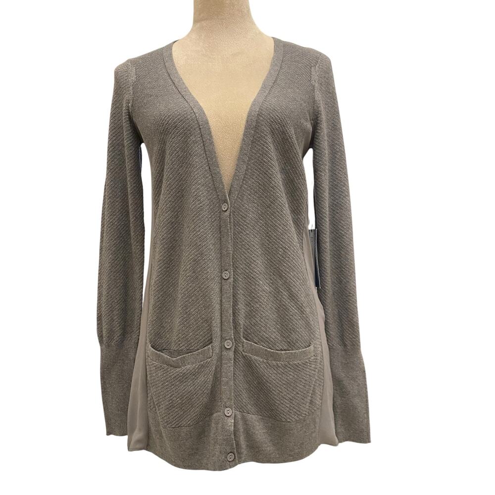 NWT Women's SimplyVera Vera Wang Size X-Small Open-Front Gray Cardigan